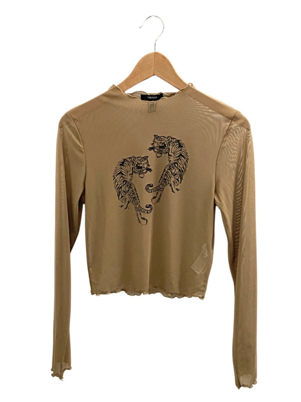 Forever 21 Sheer Long-Sleeve Top Size Medium